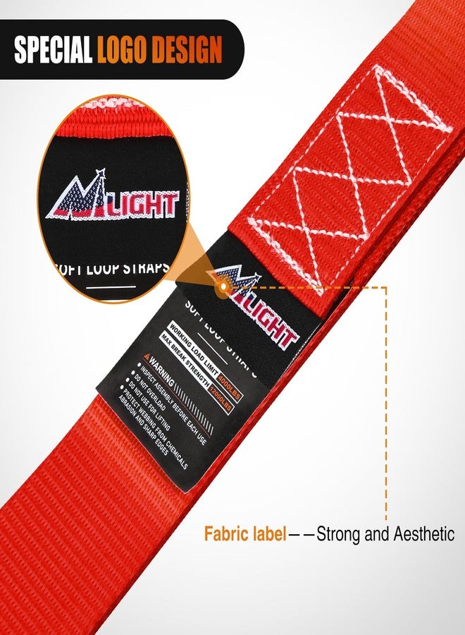 Nilight Soft Loop 1.7”×17" Motorcycle Tie Down Straps Heavy Duty 12000Lbs Max Break Strength for Securing ATV UTV Kayak Moving Cargo (8PK-Red) - Image 4