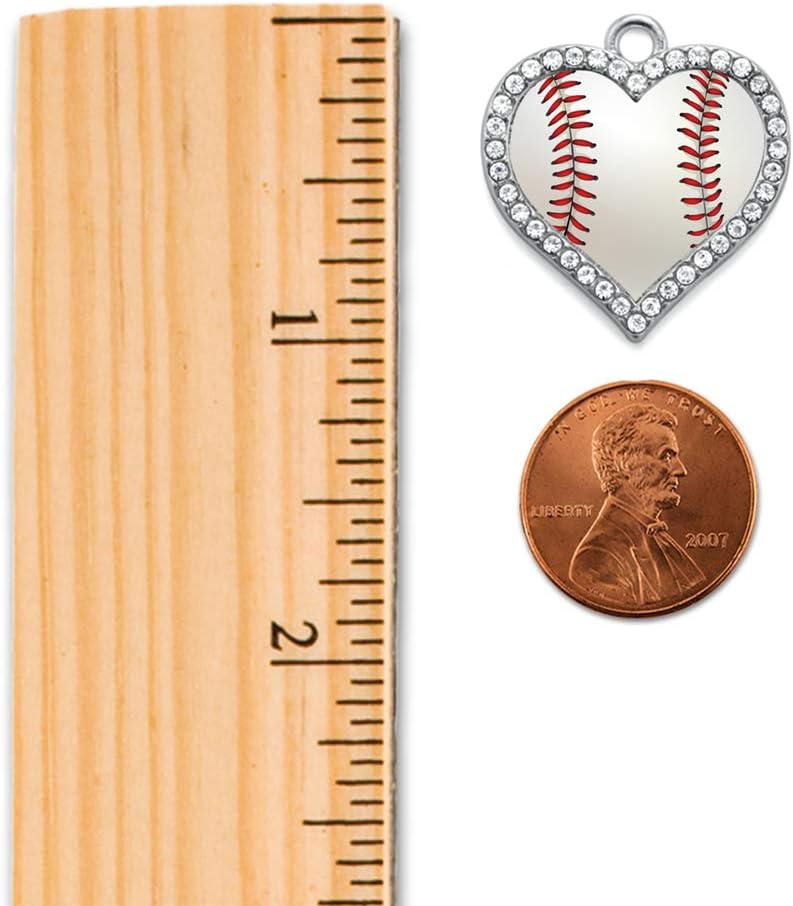 Inspired Silver - Baseball - Silver Christmas Ornament - Open Heart Charm Christmas Tree Ornament with Cubic Zirconia - Holiday Hanging Decoration - Image 1
