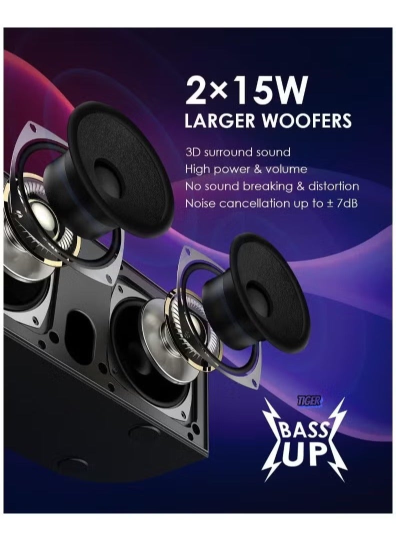 TIGER Karaoke Machine with 2 UHF Wireless Microphones | Portable Bluetooth PA Speaker System with LED Lights | Echo & Bass Adjustment, Vocal Cut Feature | Ideal for Home Parties, Weddings & Meetings | High-Quality Sound for Family Entertainment - Image 5