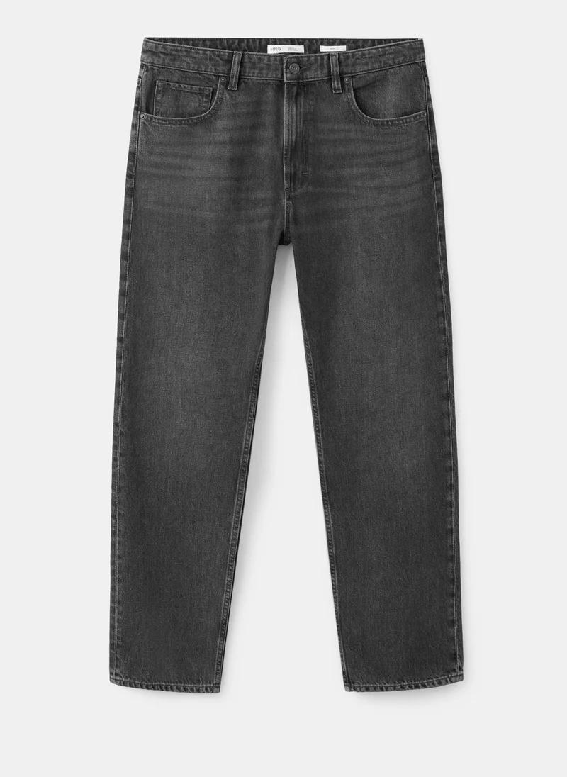 Mango Man TU-TEJANO GRIS OSCURO Moby Relaxed Fit Dark Wash Jeans for Men | Best Price UAE