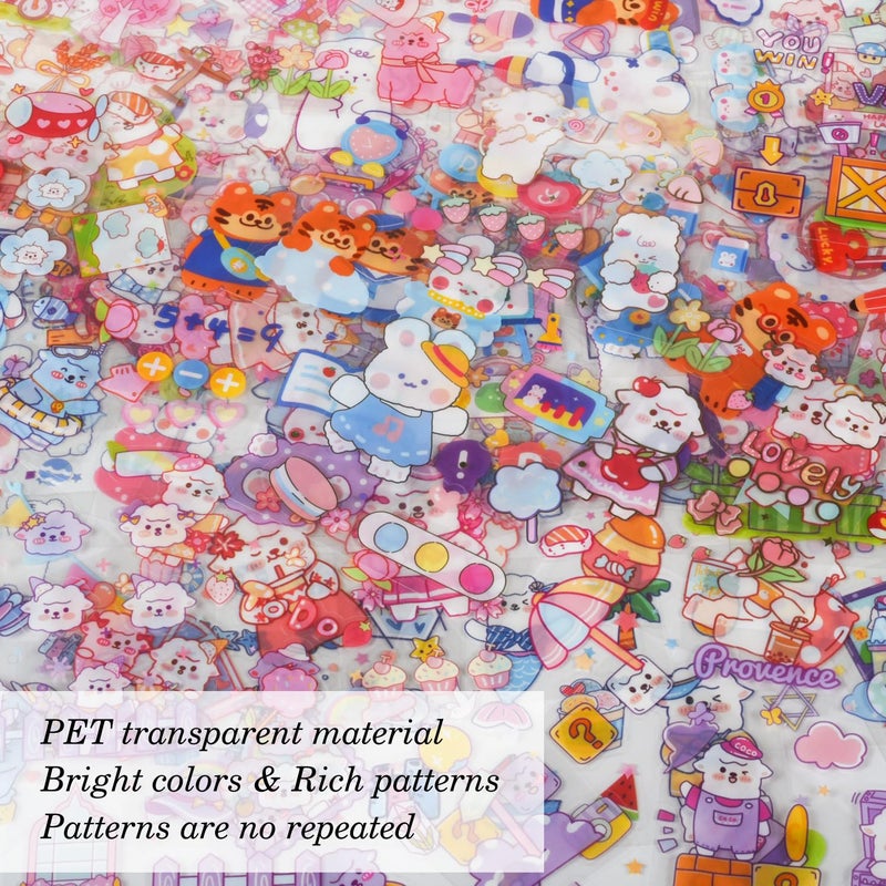 EAMOTOL Kawaii Animal Cute Scrapbook Stickers - 100 Sheets CartoonTransparent Stickers for Junk Journal Scrapbooking Collage Planner Album Calendars Notebook DIY Craft Decor - Image 4