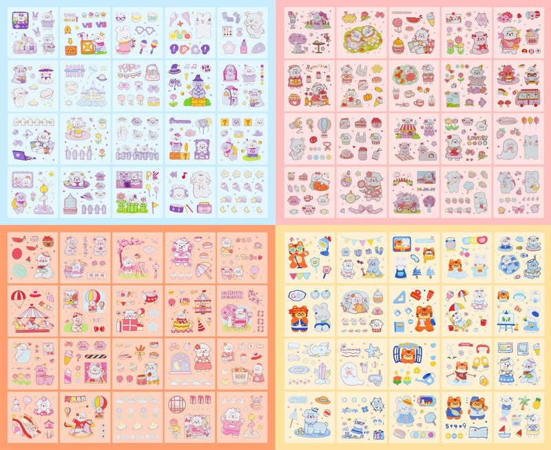 EAMOTOL Kawaii Animal Cute Scrapbook Stickers - 100 Sheets CartoonTransparent Stickers for Junk Journal Scrapbooking Collage Planner Album Calendars Notebook DIY Craft Decor - Image 3