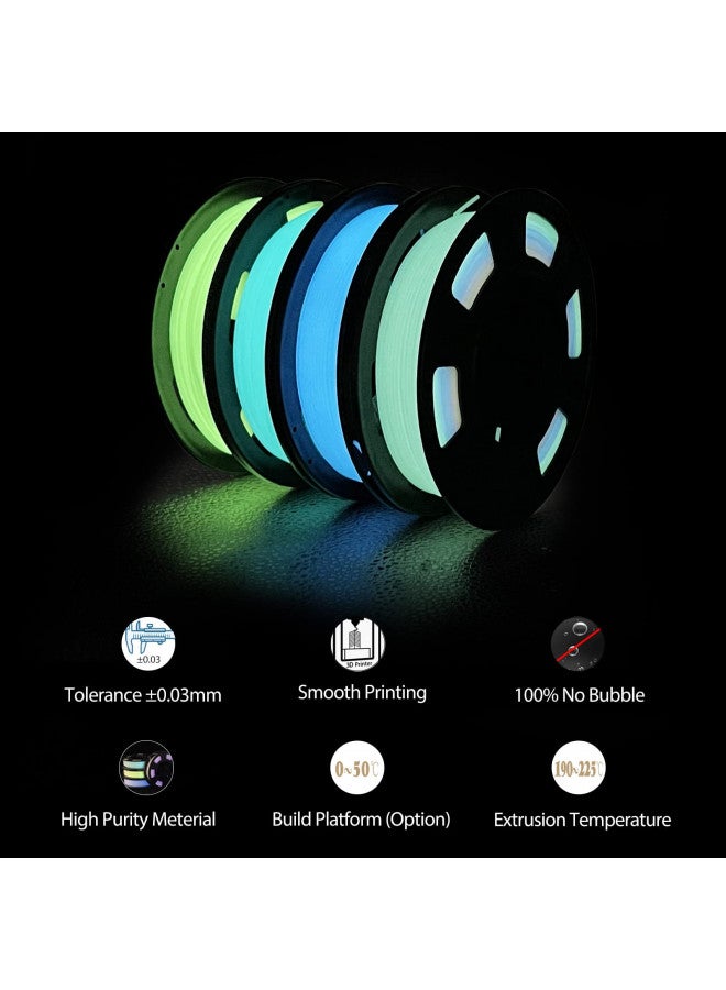iSANMATE 3D Printer Filament Bundle, Glow in The Dark Filament Multicolor, Green, Blue and Blue-Green, PLA Filament 1.75 mm, Dimensional Accuracy +/- 0.03 mm, 250g X 4 Pack - Image 3