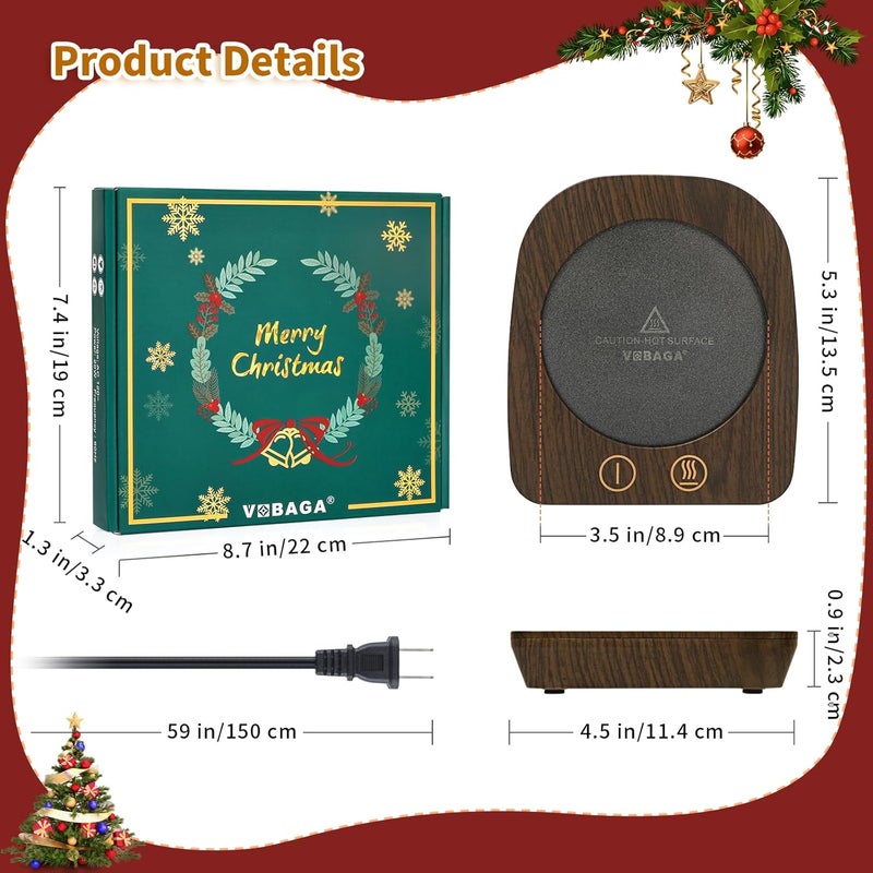 Vobaga Coffee Warmer & Mug Warmer for Home Office Home Desk Use, Electric Cup Warmer with 3 Temperature Settings for Tea, Milk, Cocoa with Auto Shut Off After 4 Hours, Coffee Gift - Image 3