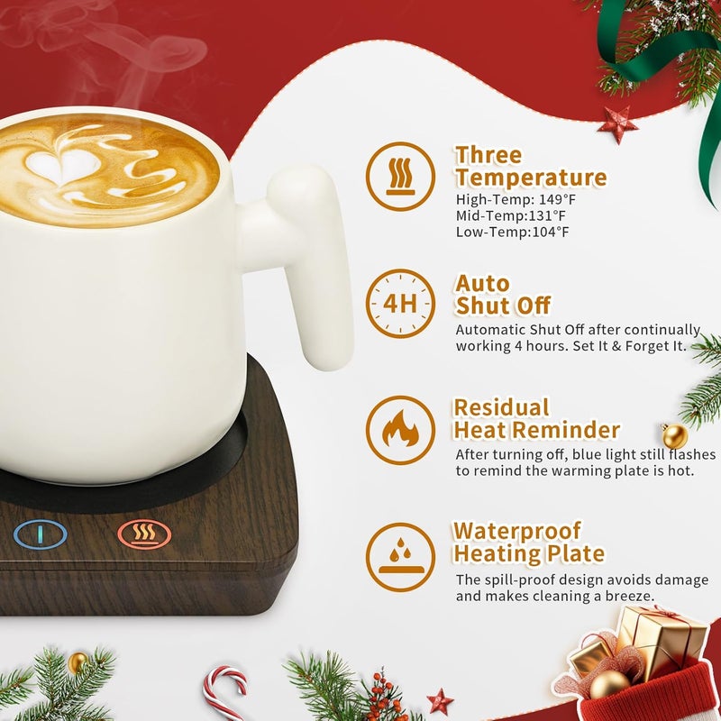 Vobaga Coffee Warmer & Mug Warmer for Home Office Home Desk Use, Electric Cup Warmer with 3 Temperature Settings for Tea, Milk, Cocoa with Auto Shut Off After 4 Hours, Coffee Gift - Image 2