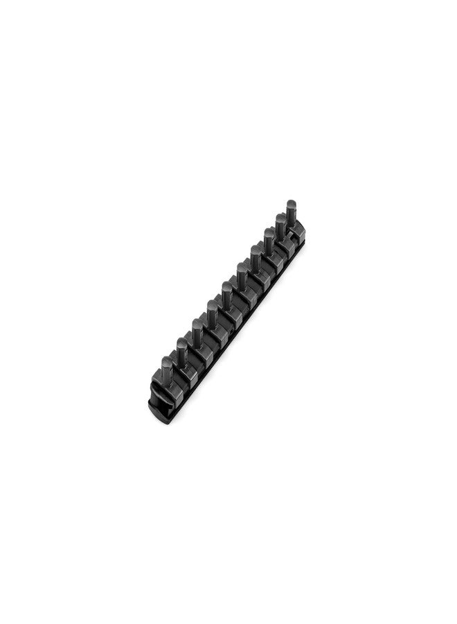 TEKTON 3/8 Inch Drive x 8 Inch Socket Rail, 10 Clips (Black) | OSR11210 | Made in USA - Image 1