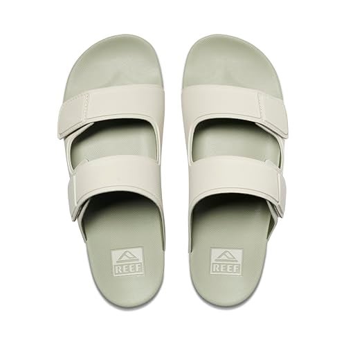Reef Cushion Tradewind Mens Slides, Adjustable Straps, Ultra Soft Cushion Footbed, Arch Support, Stone/Olive, 11 - Image 5