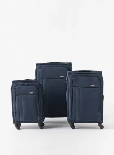 Wave Solid Softcase Luggage Trolley Bag with Retractable Handle - Set of 3