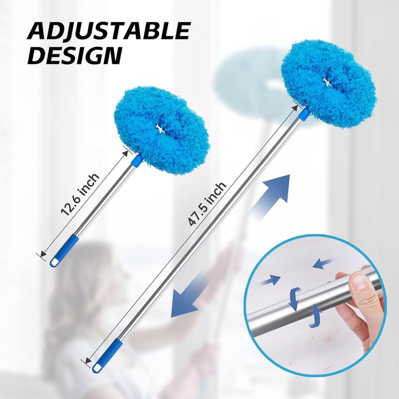 DRQ Ceiling Fan Cleaner Duster, Reusable Microfiber Duster with Extension Pole, 13 to 50 Inch Fan Blade Cleaner, Removable Dusters for Cleaning Walls Bookshelves Door Window Top (Blue) Daily wear upgraded resistant material - Image 4