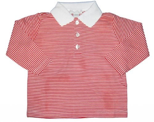 Kissy Kissy Baby-Boy Infants Essentials Long Sleeve Striped Polo Shirt-Red-0-3 Months - Image 3