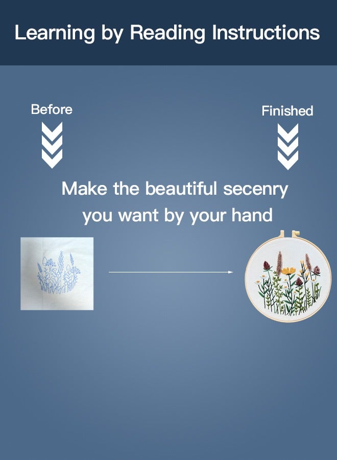 Generic Hand Embroidery Kit for Beginners,Flower Pattern, Art Craft Hand Sewing for Women Habits, Kids DIY  - Image 3