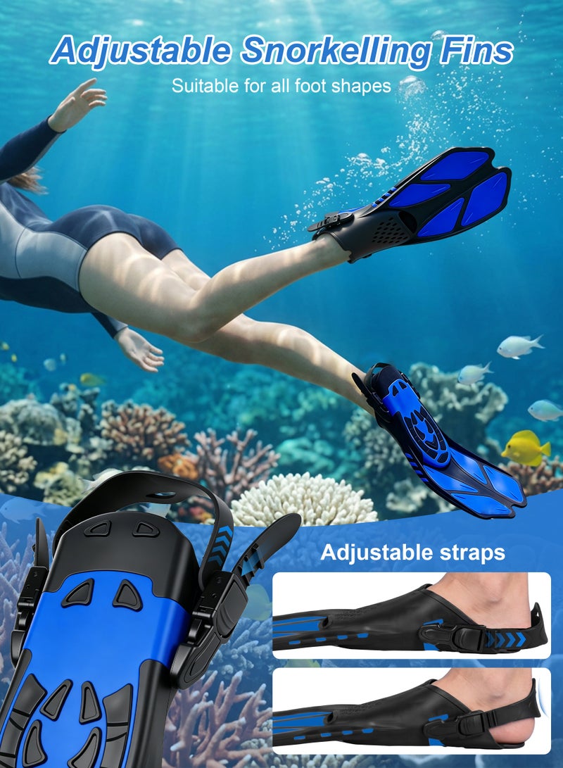 Necomi Snorkelling Fins, Compact, Travel-Friendly Short Fins, Come With a Storage Strap, Adjustable Swimming Fins, Flexible Open-Toe Design, Lightweight Diving Fins, Suitable For Snorkelling And Swimming, Suitable For Adults, Unisex(Blue) - Image 4