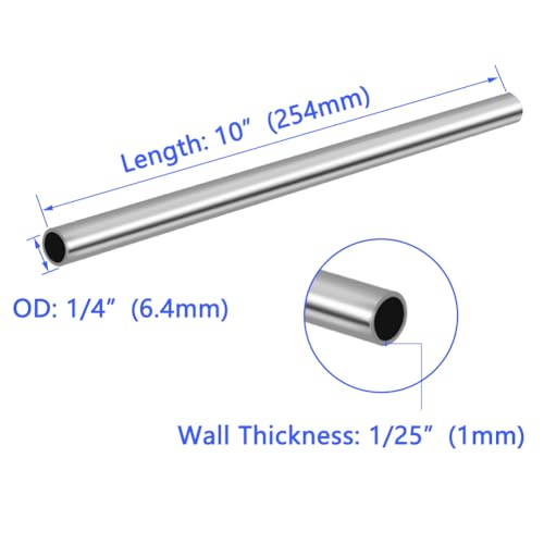 Tynulox 1/4" OD 304 Stainless Steel Tube, 10" Length, Pack of 5 - Image 2