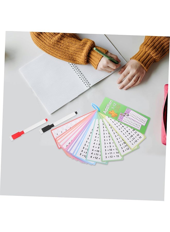 1 Set Math Flashcards Reusable Dry Erase Addition and Subtraction Cards for Classroom and Home Learning Interactive Educational Tools for Early Math Skills Cards with Markers - Image 5