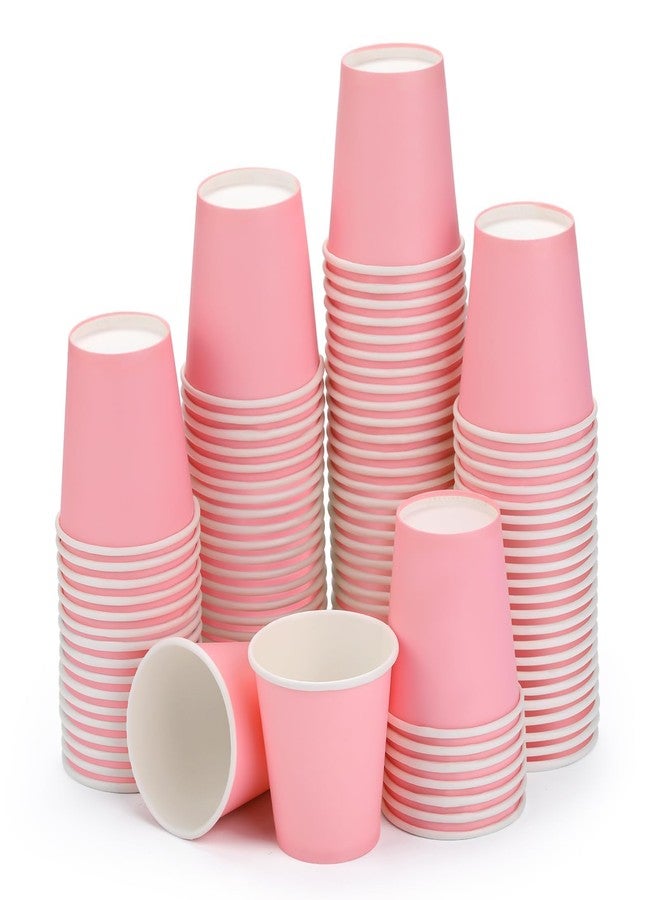Wuadua 100 Pack 3 oz Pink Disposable Paper Cups - Sturdy and Leak-Proof for Parties, Events, Office, Home Use Disposable Mouthwash Cups - Ideal for Hot/Cold Drinks, Smooth Rim Design, Eco-Friendly - Image 1