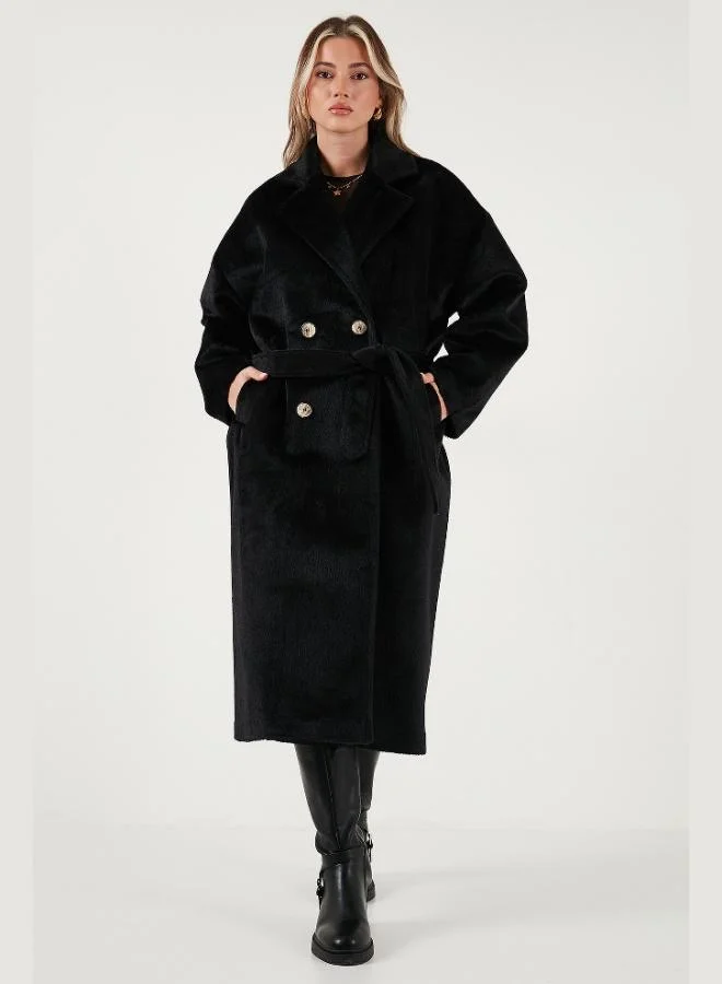 ليلا معطف ترنش طويل فضفاض بياقة مزدوجة الصدر ناعم للنساء من ليلا