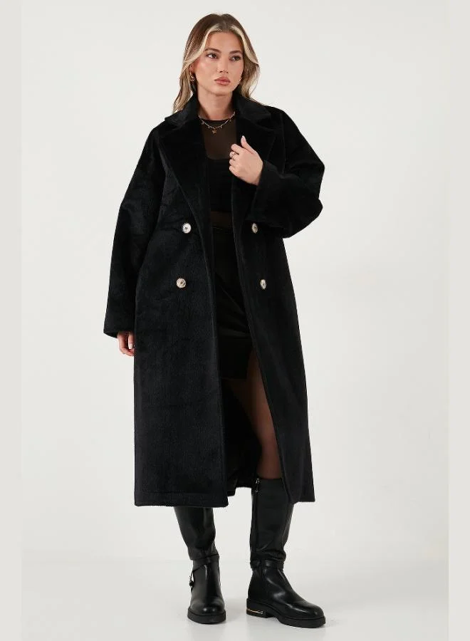 ليلا معطف ترنش طويل فضفاض بياقة مزدوجة الصدر ناعم للنساء من ليلا