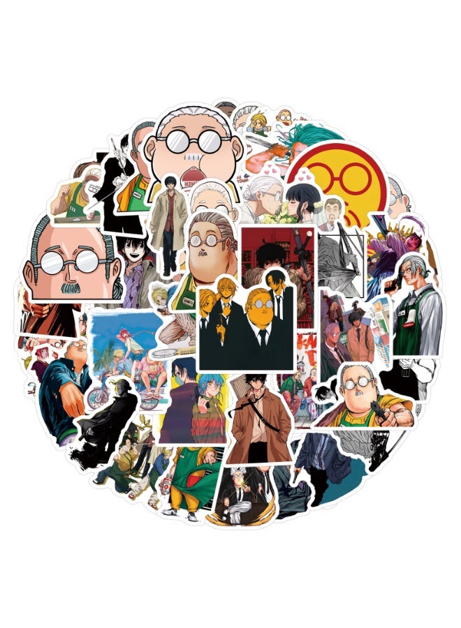 NIBEMINENT 55 Pcs Sakamoto Days Deco Kit Waterproof Stickers, High Definition Printing Bright Colors, Suitable for Laptop Skateboard Luggage Water Bottle Guitar DIY - Image 1