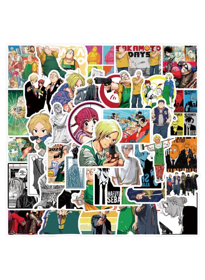 NIBEMINENT 55 Pcs Sakamoto Days Deco Kit Waterproof Stickers, High Definition Printing Bright Colors, Suitable for Laptop Skateboard Luggage Water Bottle Guitar DIY - Image 2