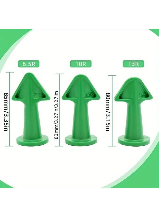 Green Silicone Sealant Nozzle Applicator Scraper Set 3pcs Multi Functional Tool For Bathroom Tile Joint Cleaning Smooth Finish - Image 4