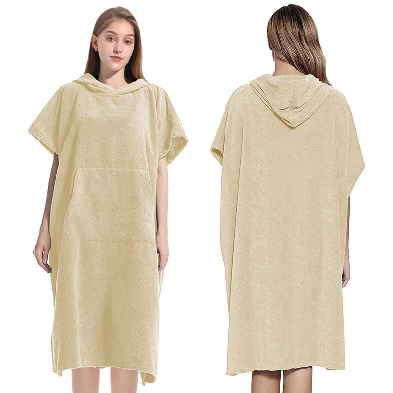 Microfiber Hooded Poncho Bath Towel Quick-Dry Diving Swimming Beach Surfing Men'S And Women'S Changing Bathrobes - Image 1