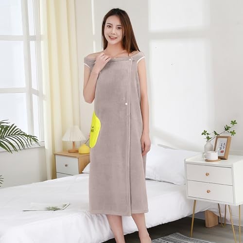 HOUSSE Wearable Spa Bath Towel for Women | Soft, Cozy Wrap with Snap Closure |Women’s Day Gift | 110 x 140 cm (Beige_Yellow Star) - Image 4