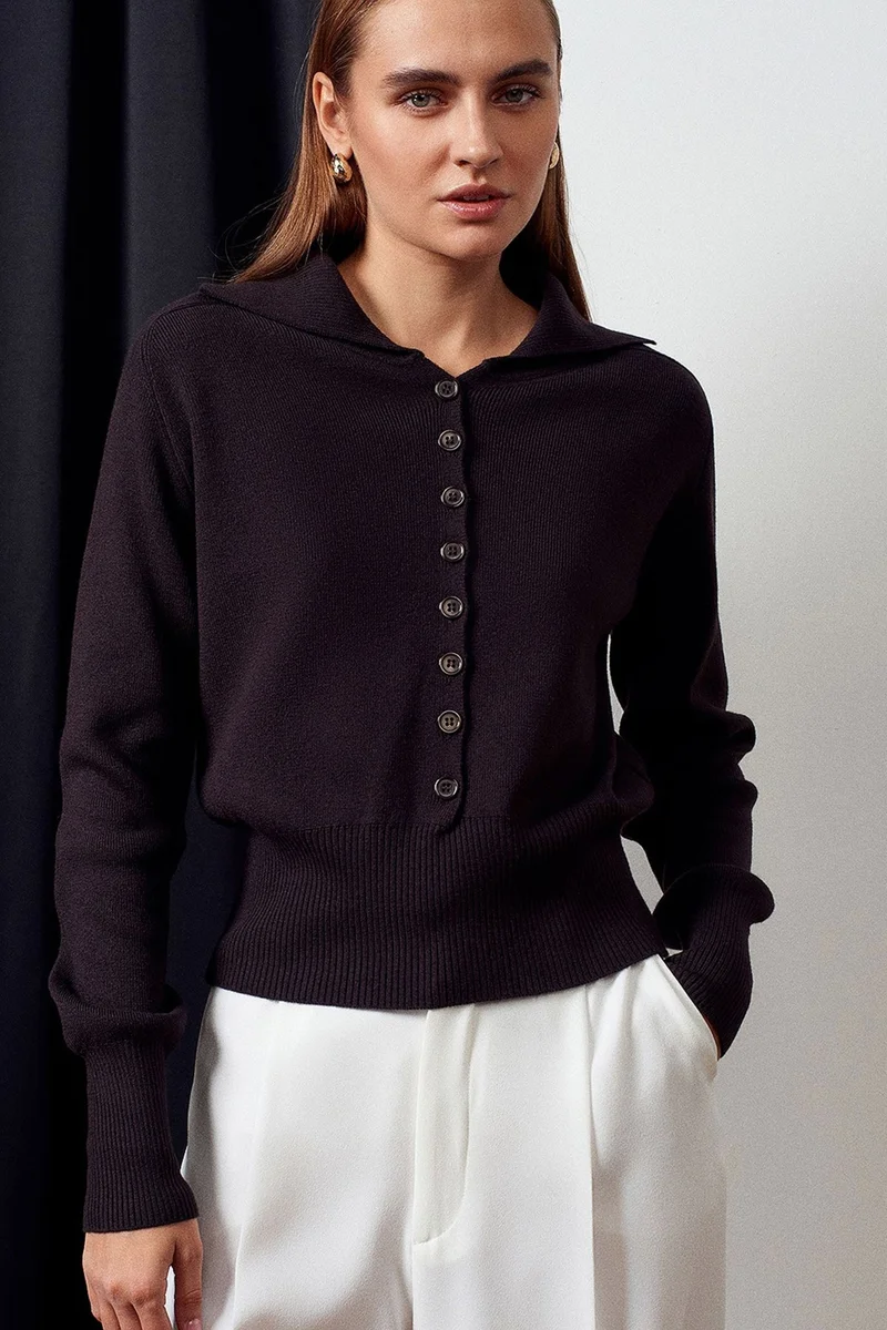 Dilvin Dark Mocha Brown DILVIN Women's Acrylic Wool Blend Sweater for Women | Best Price UAE