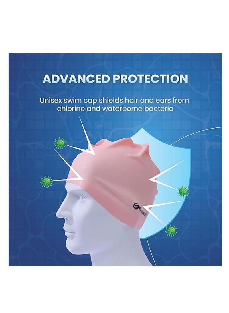 ENDLESS  Comfortable Silicon Swimming Cap with Ergonomic Ear Pockets | Fully Elastic Waterproof Cap for Long and Short Hair with Thicker Edge | For Women and Men  - Image 4