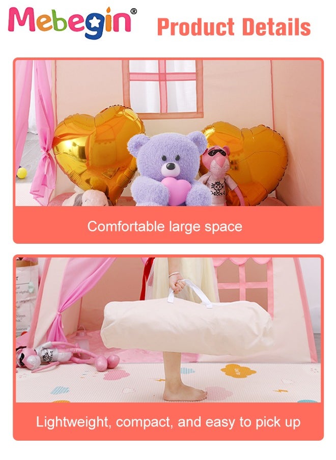 MEBEGIN - Kids Portable Tent, Durable Pop up Tent with Windows, Fun Playhouse for Indoor and Outdoor, Easy to Set Up and Fold, Plenty of Room to Play, Suitable for Family Vacation on Beach, Garden and Camping, 130*100*130cm - Image 1