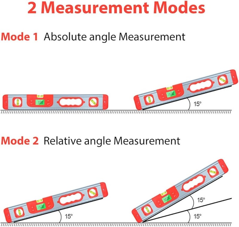Red 3 In 1 Electronic Angle Finder Gauge Inclinometer Level Protractor for Carpentry Construction - Image 4