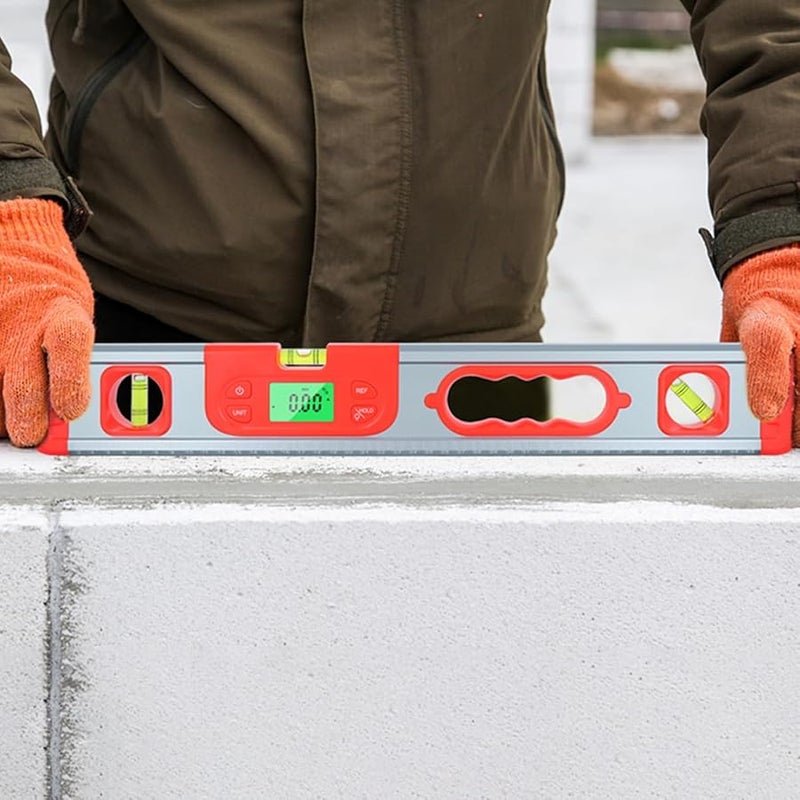 Red 3 In 1 Electronic Angle Finder Gauge Inclinometer Level Protractor for Carpentry Construction - Image 3