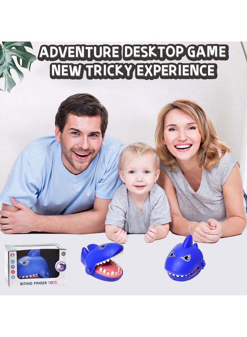 Flushrenic Shark mouth biting finger toy，Shark Mouth Bite Finger Game Toy for Kid, Fun Travel Size Shark Teeth Game, Daring Test Game for Kids，Toddler Adult Gift Party Favor Gift Dark (Blue) - Image 3