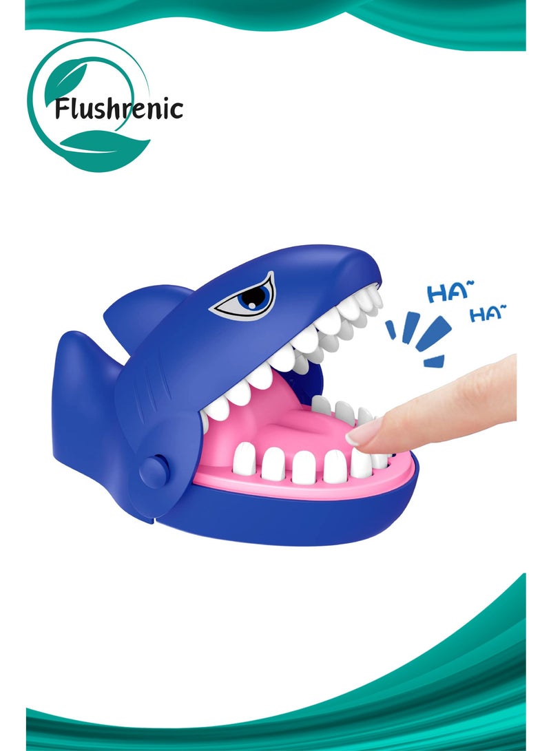 Flushrenic Shark mouth biting finger toy，Shark Mouth Bite Finger Game Toy for Kid, Fun Travel Size Shark Teeth Game, Daring Test Game for Kids，Toddler Adult Gift Party Favor Gift Dark (Blue) - Image 1
