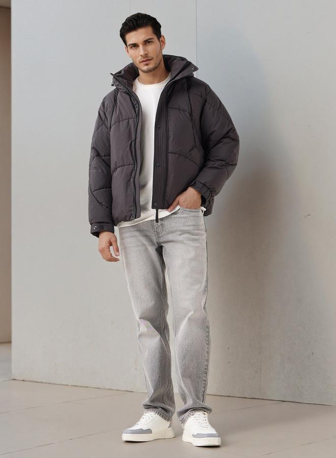 Iconic Men Regular Fit Hooded Puffer Jacket - Image 2
