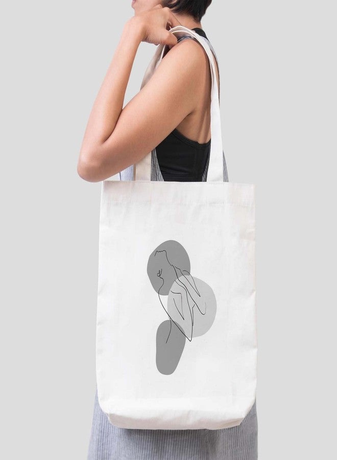 ARTBUG Tote Bag for Women, Aesthetic, Stylish, Ecofriendly, For College Girls, Office, Beach and Outings -Abstract Female Line Art Printed Canvas D - 358 - Image 3