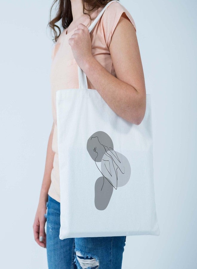 ARTBUG Tote Bag for Women, Aesthetic, Stylish, Ecofriendly, For College Girls, Office, Beach and Outings -Abstract Female Line Art Printed Canvas D - 358 - Image 2