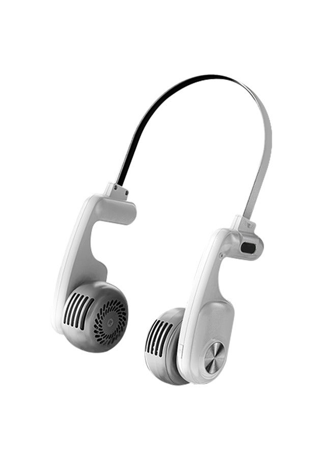 إسكدنيا مروحة رقبة محمولة قابلة لإعادة الشحن عبر USB بدون شفرات، 5 سرعات، فائقة الهدوء، مناسبة للاستخدام الخارجي والداخلي - أبيض - Image 1