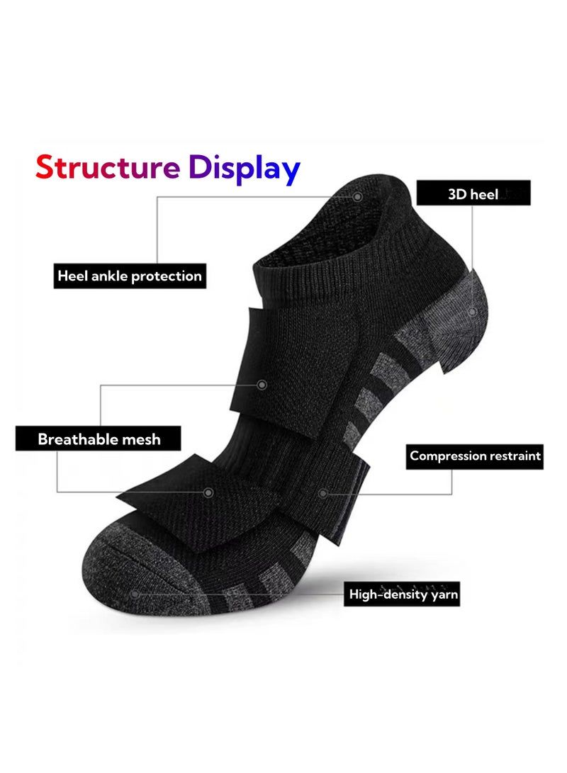 نوفولان جوارب رياضية رجالية للجري - عبوة من 6 جوارب رياضية للرجال، تتضمن 3 أزواج سوداء و3 أزواج بيضاء، ماصة للرطوبة، مصنوعة من نسيج شبكي يسمح بالتهوية، مانعة للانزلاق، مناسبة للجري وكرة السلة - Image 2