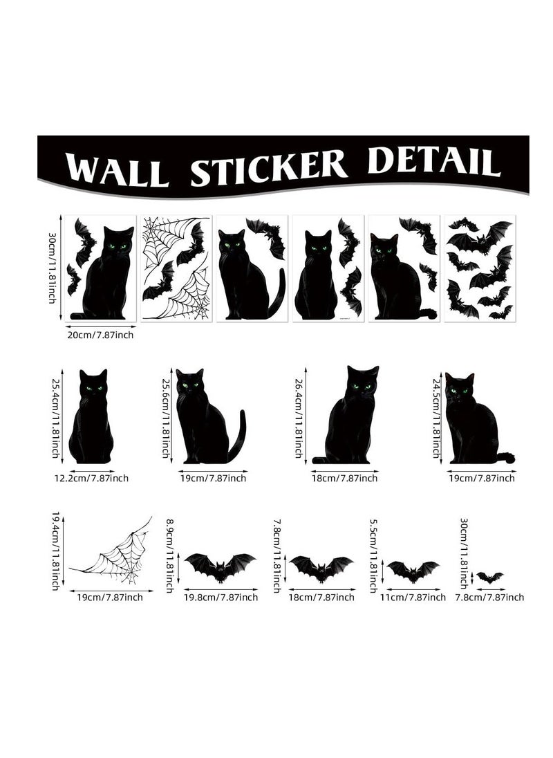 Generic - Halloween Decorations Wall Stickers,Different Pattern Scary Stickers,Horrible Window Cling Stickers Door Decals for Halloween Party Haunted House,Indoor Outdoor Waterproof PVC Stickers Decor (Cat) - Image 1