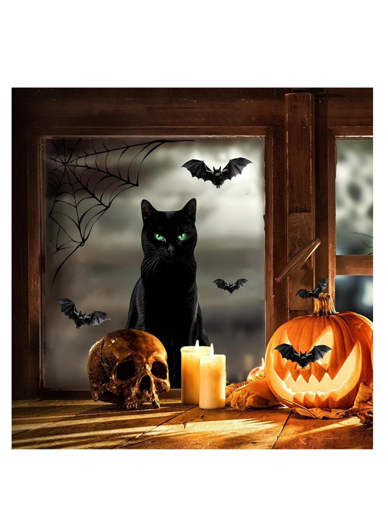 Generic - Halloween Decorations Wall Stickers,Different Pattern Scary Stickers,Horrible Window Cling Stickers Door Decals for Halloween Party Haunted House,Indoor Outdoor Waterproof PVC Stickers Decor (Cat) - Image 1