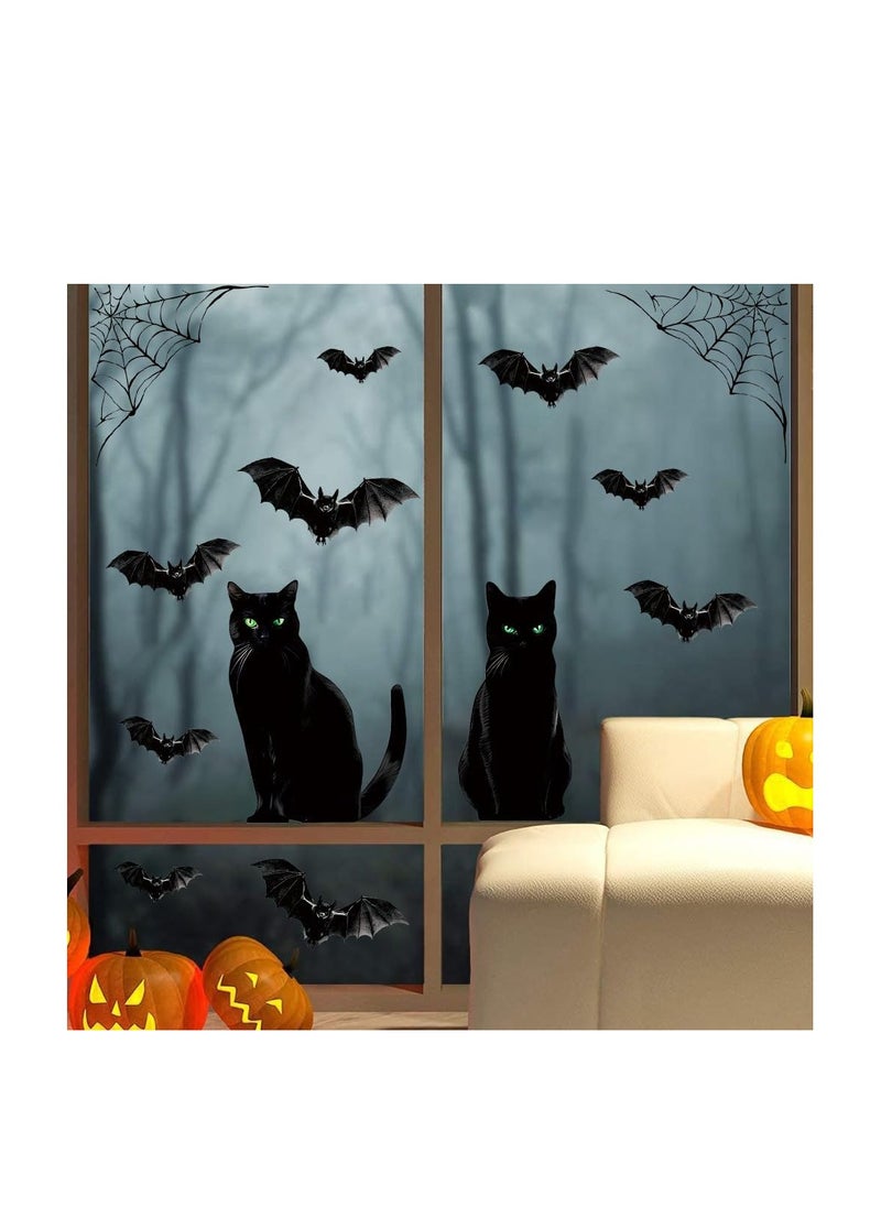 Generic - Halloween Decorations Wall Stickers,Different Pattern Scary Stickers,Horrible Window Cling Stickers Door Decals for Halloween Party Haunted House,Indoor Outdoor Waterproof PVC Stickers Decor (Cat) - Image 1