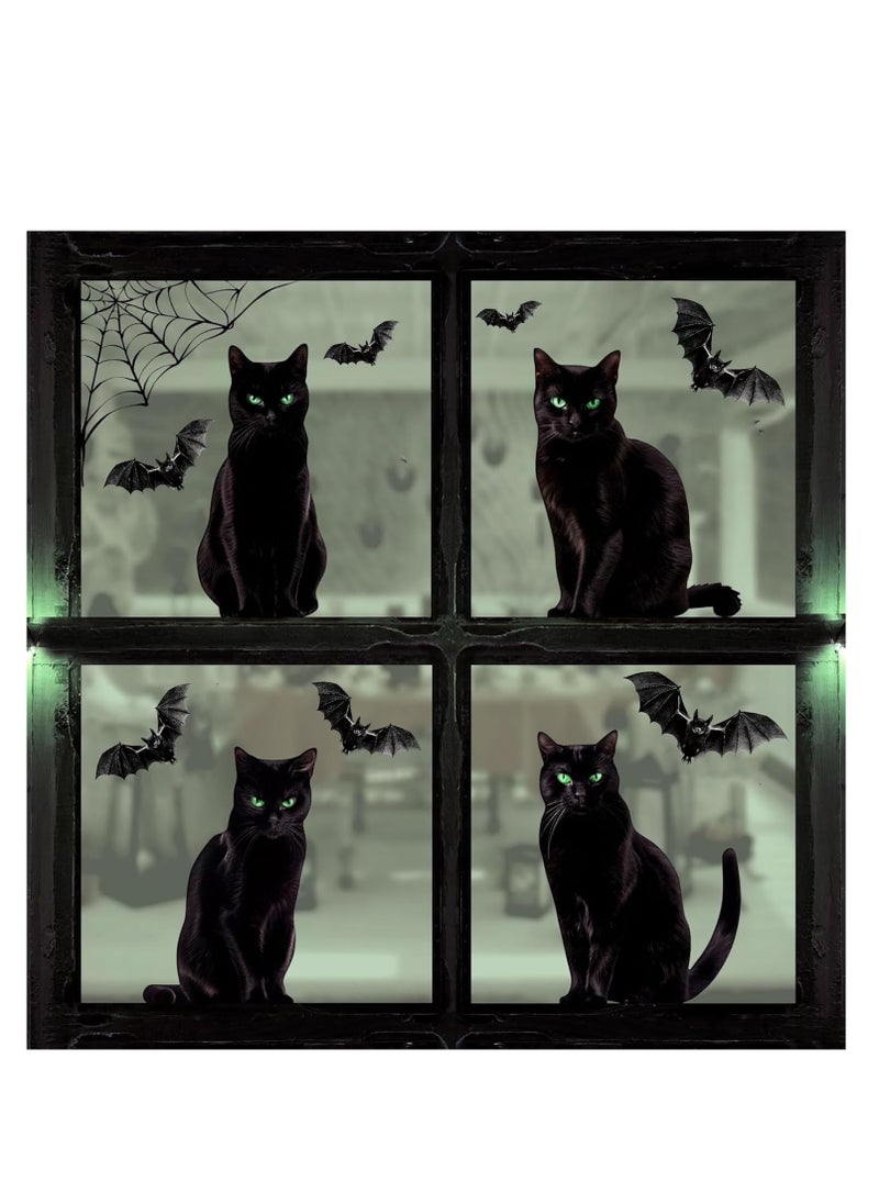 Generic - Halloween Decorations Wall Stickers,Different Pattern Scary Stickers,Horrible Window Cling Stickers Door Decals for Halloween Party Haunted House,Indoor Outdoor Waterproof PVC Stickers Decor (Cat) - Image 1