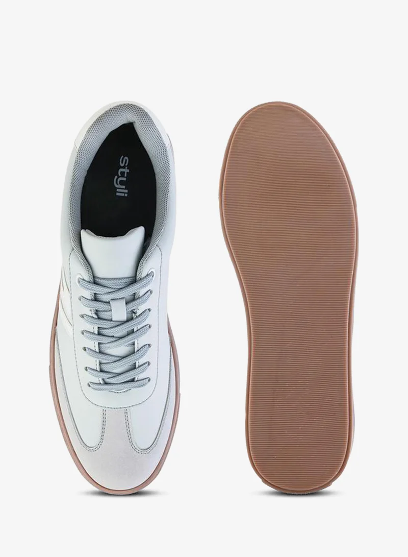 Styli Panelled Gum Sole Lace Up Sneakers