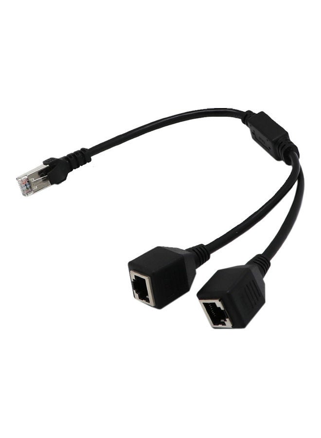 NIBEMINENT 1 Male To 2 Female LAN Ethernet Network Splitter Extender Adapter Cable Black  - Image 1