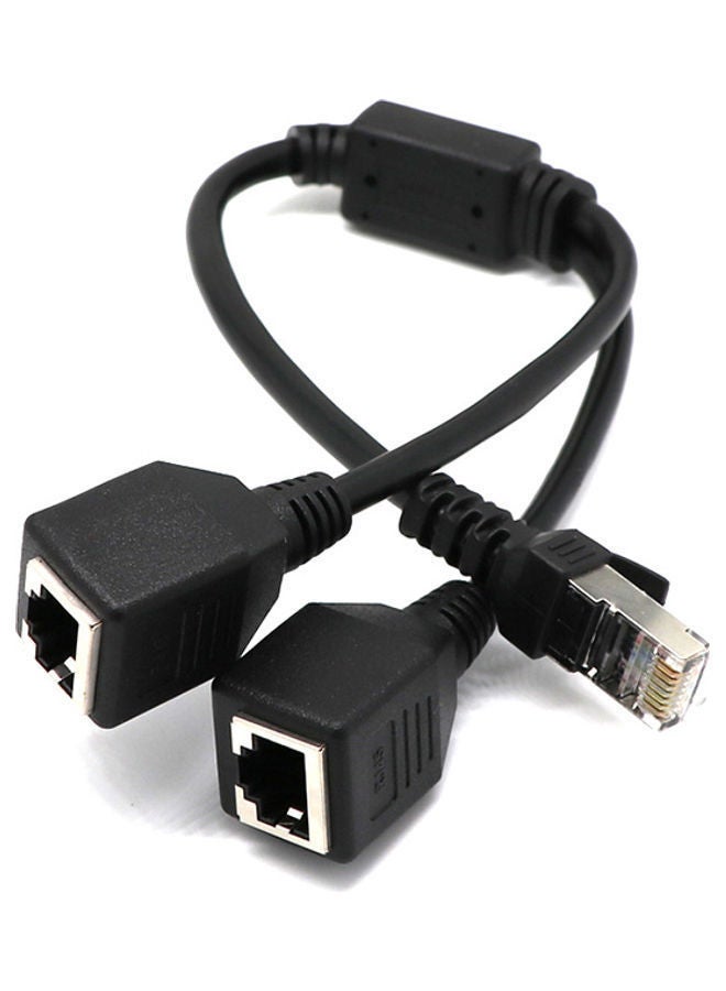 NIBEMINENT 1 Male To 2 Female LAN Ethernet Network Splitter Extender Adapter Cable Black  - Image 2