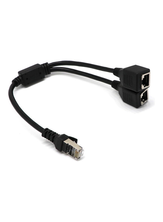 NIBEMINENT 1 Male To 2 Female LAN Ethernet Network Splitter Extender Adapter Cable Black  - Image 3