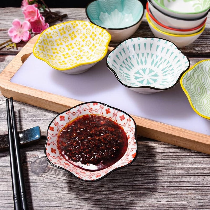 BOSILI Ceramic Soy Sauce Dish of 4 Japanese Dipping Dishes Sauce Cups - Image 2