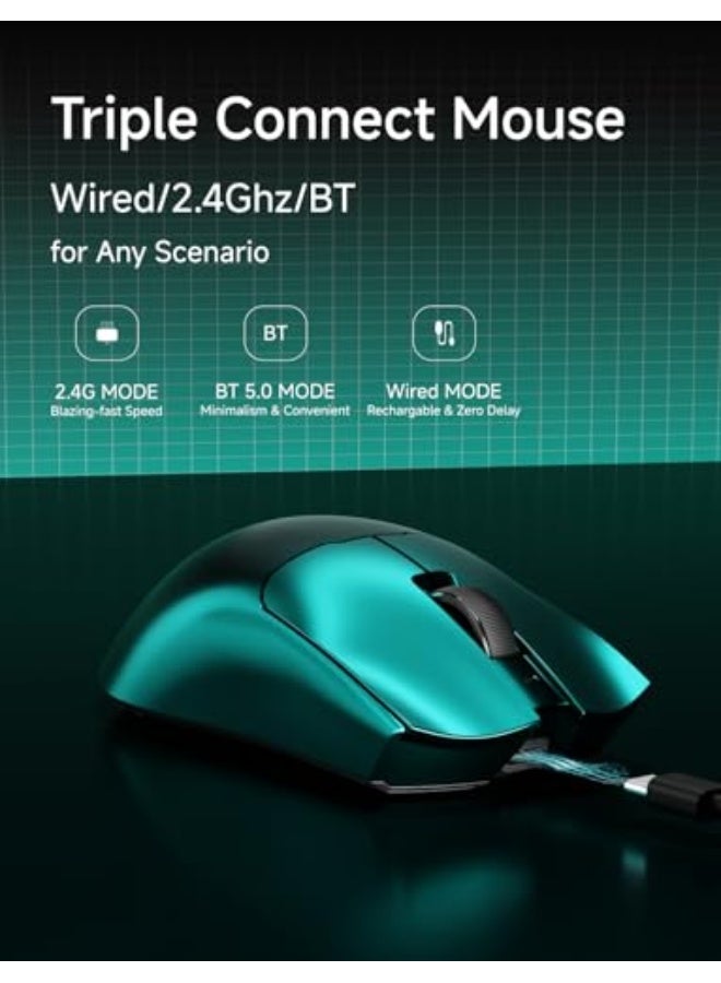 Eweadn S9 Max Wireless Gaming Mouse, 59G Ergonomic Computer Mouse, Triple Modes, 8K Polling, 26K DPI, PAW3395 Optical Sensor, Kailh Switch, 250h Battery Life, Programmable for PC/Win/Mac(Green) - Image 3