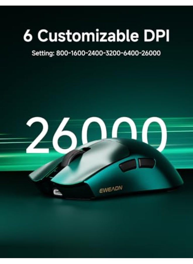 Eweadn S9 Max Wireless Gaming Mouse, 59G Ergonomic Computer Mouse, Triple Modes, 8K Polling, 26K DPI, PAW3395 Optical Sensor, Kailh Switch, 250h Battery Life, Programmable for PC/Win/Mac(Green) - Image 5