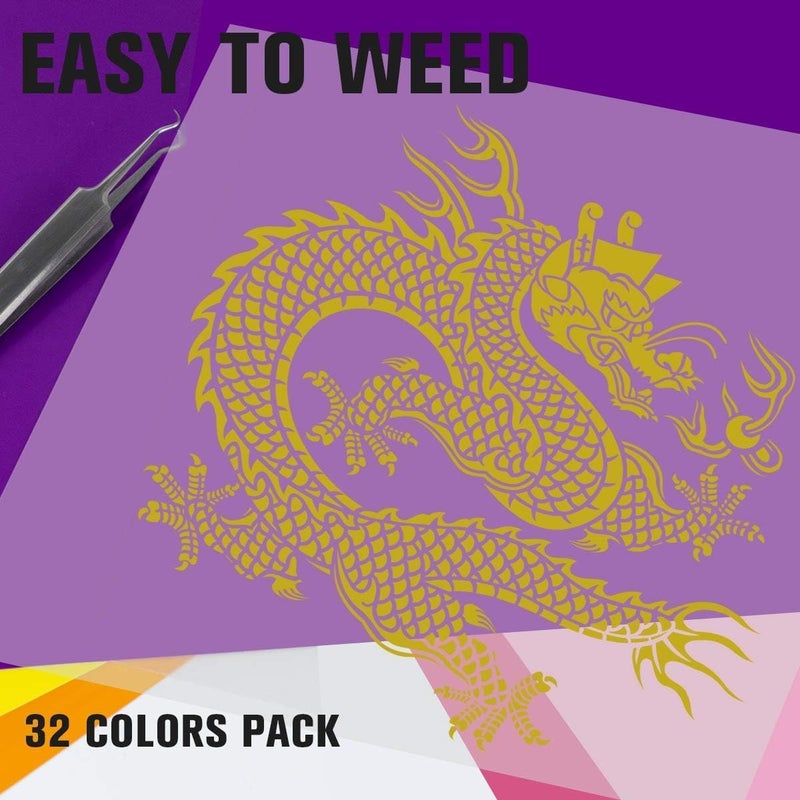 JANDJPACKAGING Heat Transfer Vinyl Bundle - 43 Pack 12" x 10" PU Iron on Vinyl for T-Shirt, 32 Assorted Colors HTV Vinyl for Heat Press Machine - Easy to Cut, Weed & Transfer - Image 3